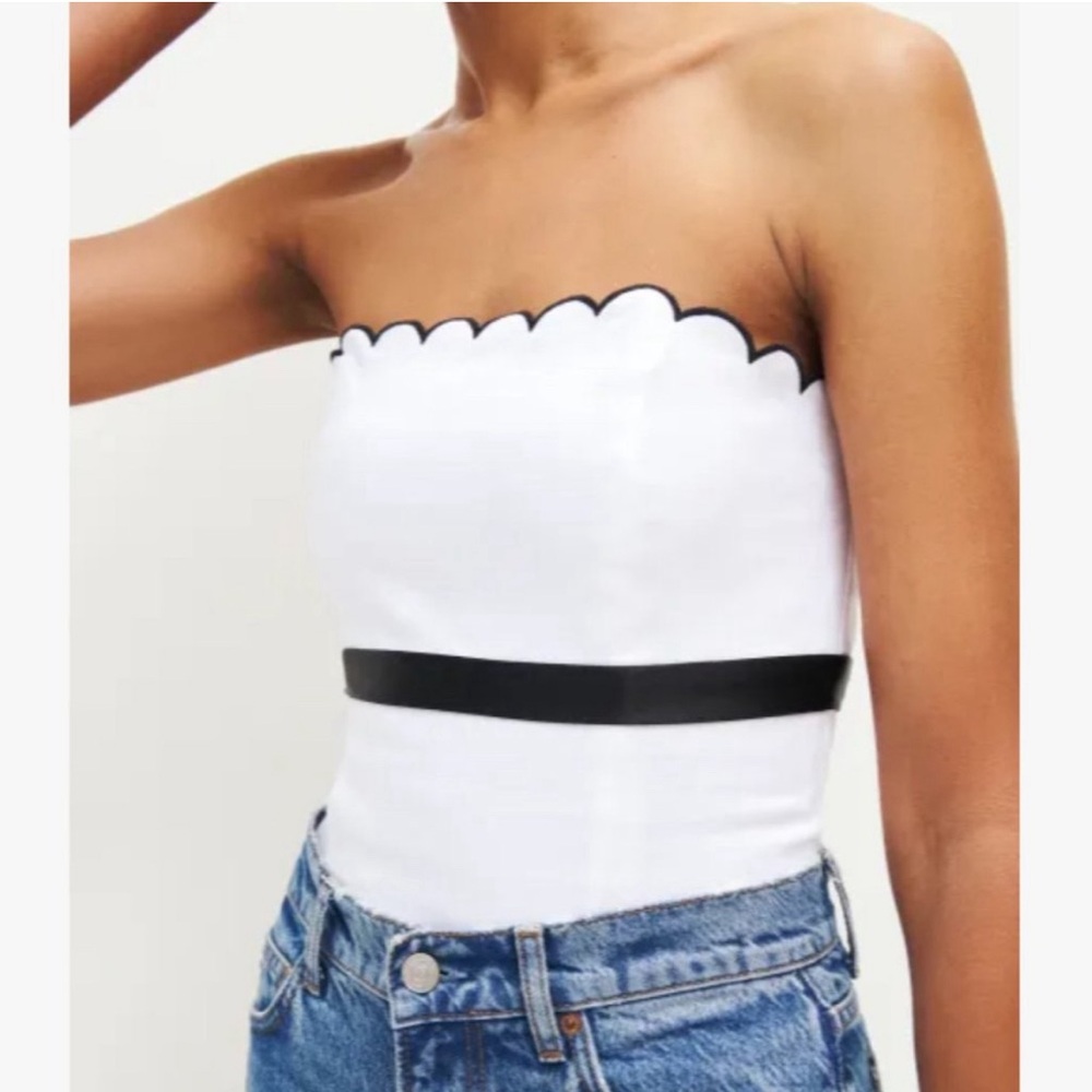 Reformation White Evelyn Linen Top